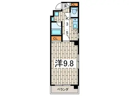 ロイヤル平間(1K/2階)の間取り写真