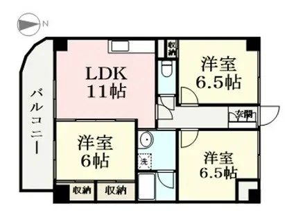 黒川ビルII(3LDK/6階)の間取り写真