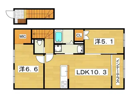郡津3丁目アパート(2LDK/1階)の間取り写真