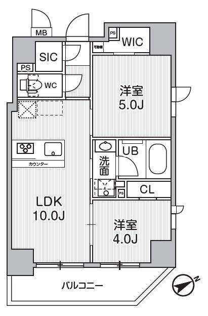 CAVANA浅草橋(2LDK/10階)の間取り写真