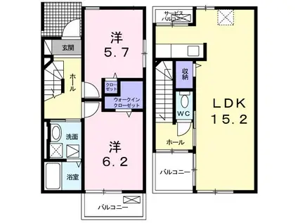 ヴェルドミールIII(2LDK/1階)の間取り写真