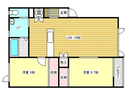 TOWN114 B棟(2LDK/2階)の間取り写真