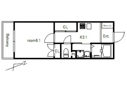 アークレジデンス東武練馬(1K/3階)の間取り写真