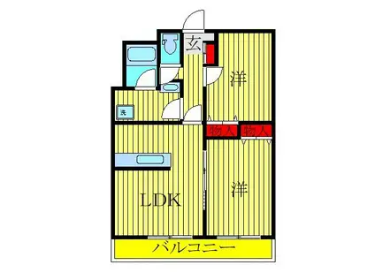 JR総武本線 東千葉駅 徒歩20分 2階建 築18年(2LDK/1階)の間取り写真