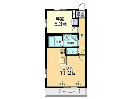 プルメリア(1LDK/1階)の間取り写真