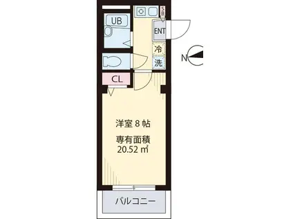シャトル聖調布(1K/1階)の間取り写真