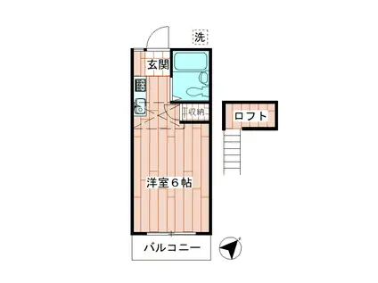 ドミールふなやま(ワンルーム/2階)の間取り写真