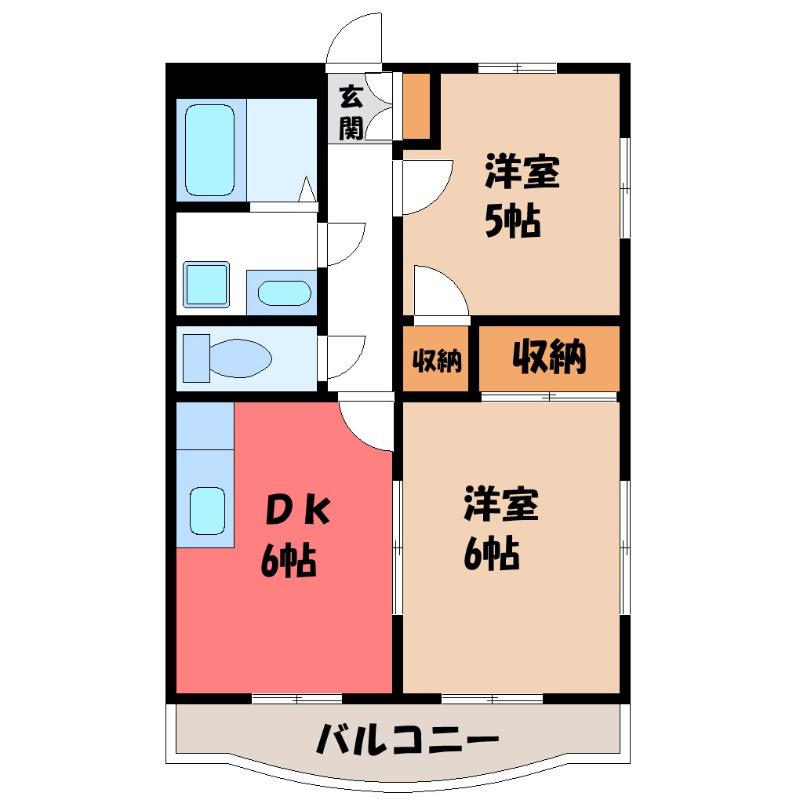 タカハシマンション(2DK/1階)の間取り写真