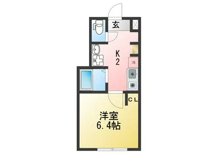 六浦5丁目アパート(1K/3階)の間取り写真