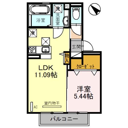 VILLA松本(1LDK/1階)の間取り写真