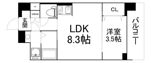 ファーストフィオーレ玉造グレイス(1LDK/10階)の間取り写真