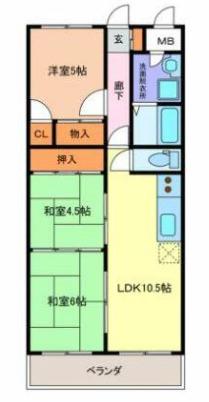 シャルム湊(3LDK/3階)の間取り写真