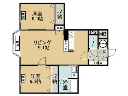 る・ふぁーる(2LDK/2階)の間取り写真