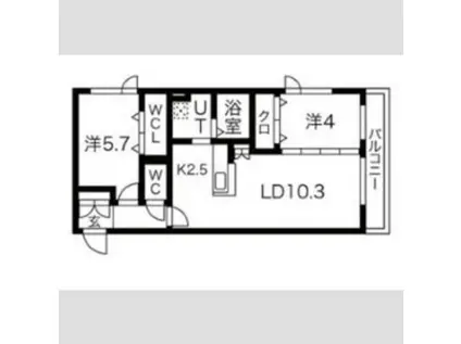 アルファスクエア菊水2条(2LDK/3階)の間取り写真