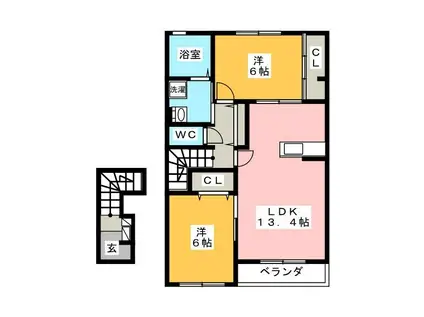 フォレスト(2LDK/2階)の間取り写真