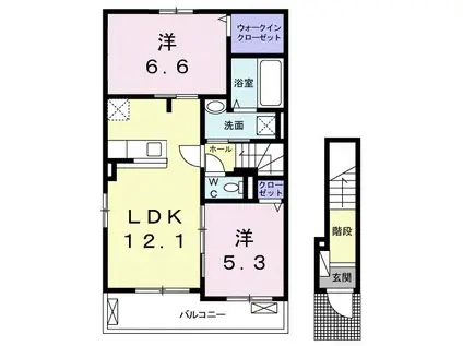 ミルアージュI(2LDK/2階)の間取り写真