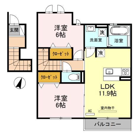 シェルメゾン(1LDK/2階)の間取り写真