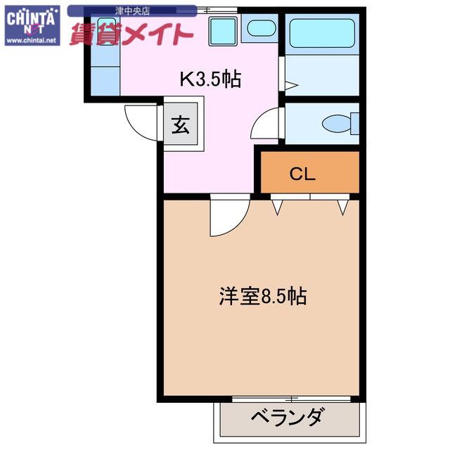 ハイツもみの木 B棟(1DK/1階)の間取り写真