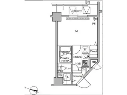レジディア広尾II(1K/8階)の間取り写真