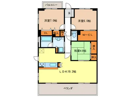 サンマンションアトレ津新町(3LDK/9階)の間取り写真