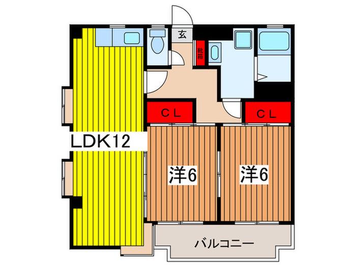 ヴィラサタ大牧(2LDK/3階)の間取り写真