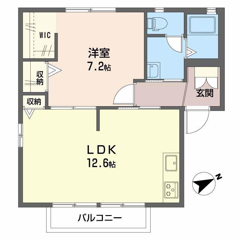 コートハウス星陵AB(1LDK/2階)の間取り写真