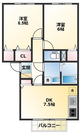 LEFIGAROII(2DK/2階)の間取り写真
