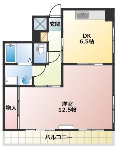 大和ビル(1DK/6階)の間取り写真