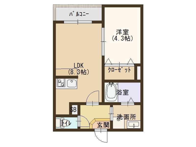 リエ―ト大橋町(1LDK/3階)の間取り写真
