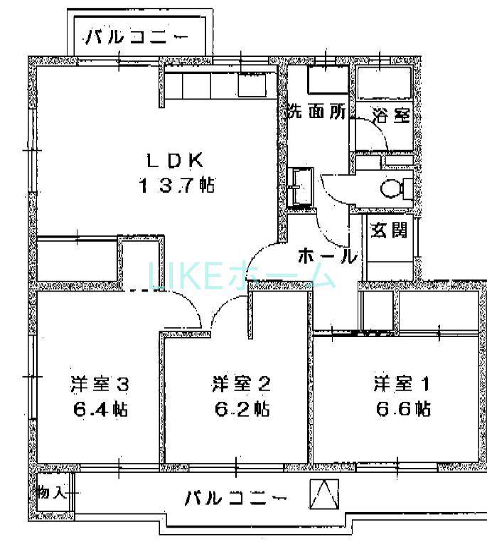 ハイムサンポート(3LDK/2階)の間取り写真