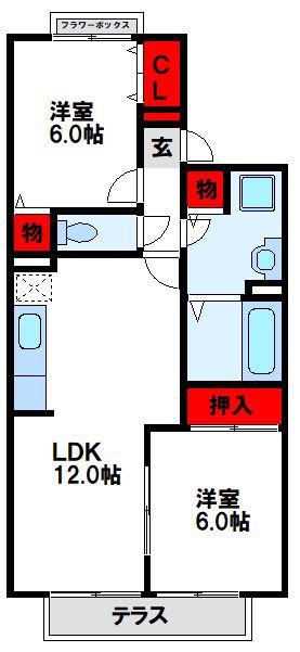 セジュール・ルポ(2LDK/1階)の間取り写真