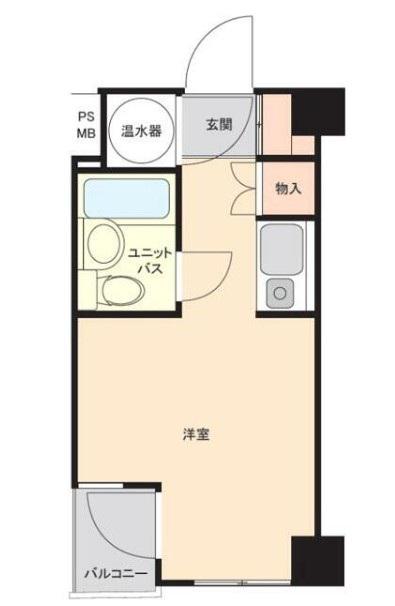 ハイベール三田(ワンルーム/3階)の間取り写真