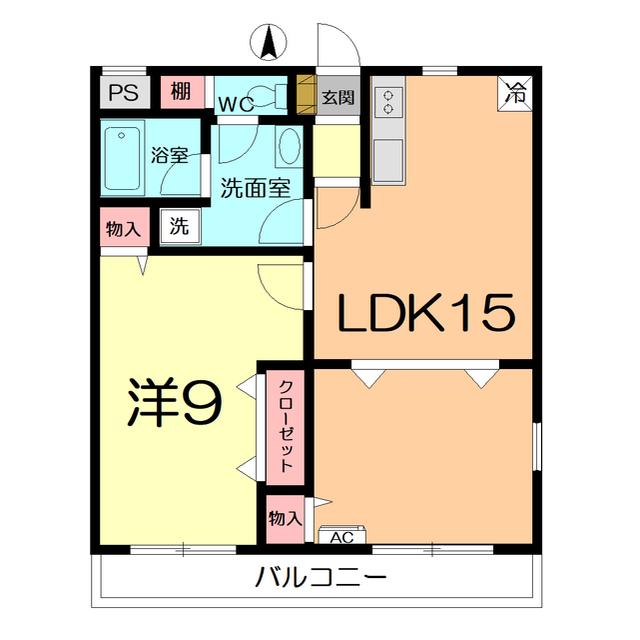 ソレイユ大宮(1LDK/1階)の間取り写真