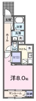 スリール(1K/1階)の間取り写真