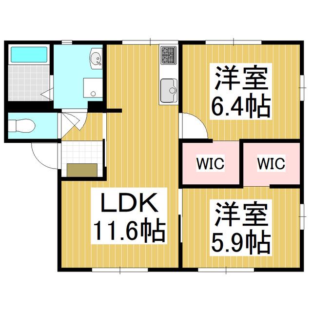 フレグランス ランド A(2LDK/1階)の間取り写真