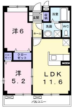 ラップトップ(2LDK/2階)の間取り写真