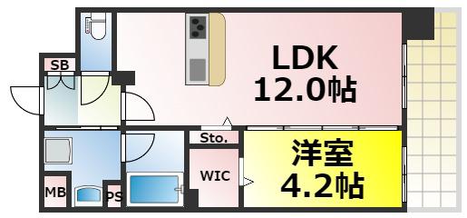 グレースリバー中之島(1LDK/6階)の間取り写真