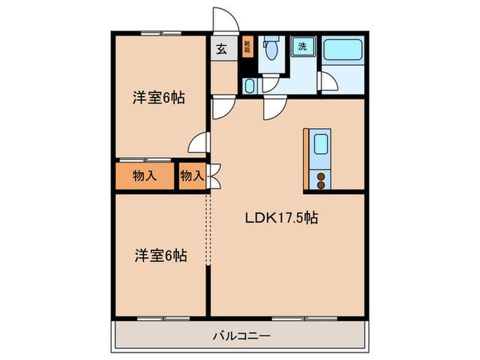 サンコーポ岩野(2LDK/2階)の間取り写真