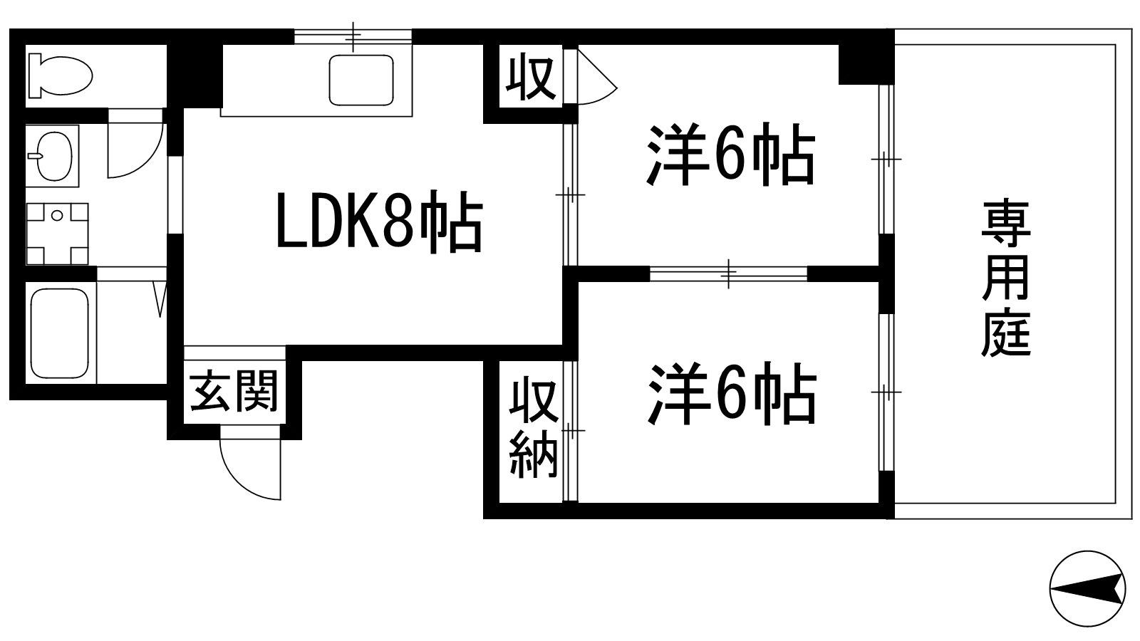 モダンアパートメント神戸宝塚1(2LDK/1階)の間取り写真