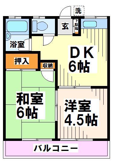 マーシャルハイツ(2DK/1階)の間取り写真
