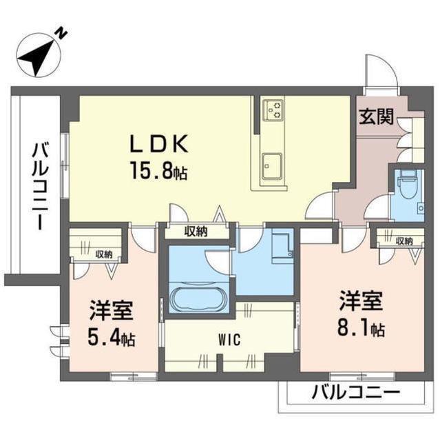 アジュールモア長津田(2LDK/3階)の間取り写真