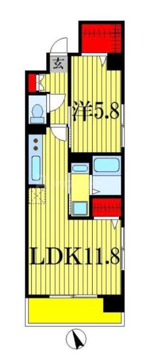 Fガーデン(1LDK/5階)の間取り写真