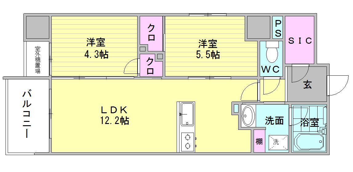 ONE PASEO(2LDK/10階)の間取り写真