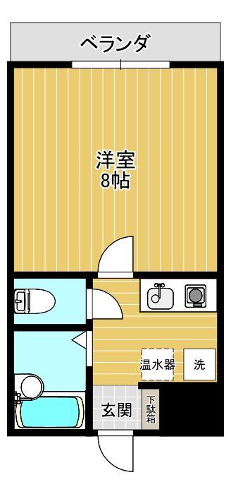 アメニティ豊岡III(1K/2階)の間取り写真