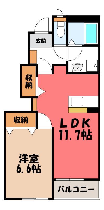 スカイ・ハット(1LDK/1階)の間取り写真