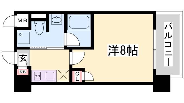 アーバングリーン兵庫ステーションフロント(1K/2階)の間取り写真