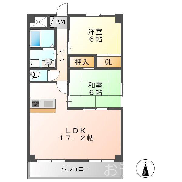 グラード(2LDK/3階)の間取り写真
