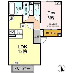 パルミエ III(1LDK/1階)の間取り写真