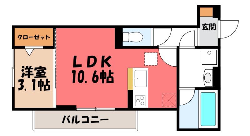 D-GRAN本町(1LDK/1階)の間取り写真