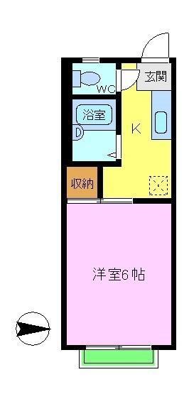 リバーヒル喜志(1K/2階)の間取り写真